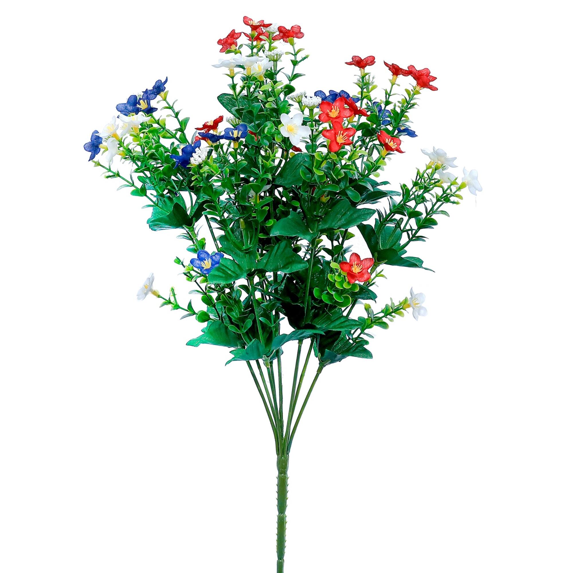 17.25" Red, White & Blue Wax Flower Bush by Celebrate It™